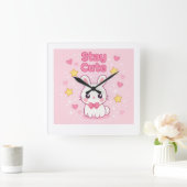 Horloge murale lapin rose mignon (Maison)