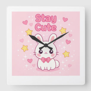 Horloge murale lapin rose mignon