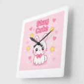 Horloge murale lapin rose mignon (Angle)