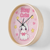 Horloge murale lapin rose mignon (Angle)