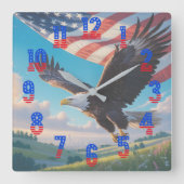 Horloge murale Liberty Eagle & Flag Square (1776–2 (Recto)