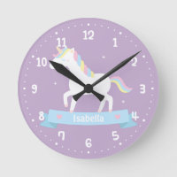 Horloge murale licorne blanche pour chambre de fil