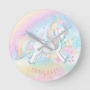 Horloge murale licorne personnalisée pour enfants