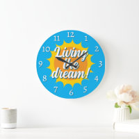 Horloge murale Living the dream avec cadran ensole