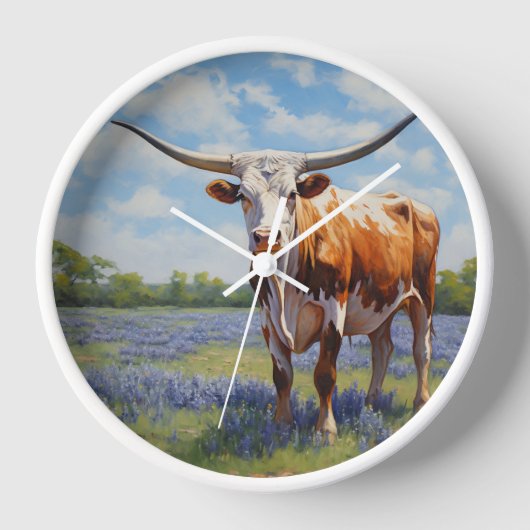 Horloge murale Longhorn et Bluebonnets (Recto)