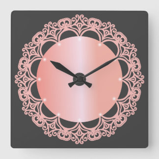 horloge murale look ornemental, tons rosegold