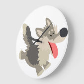 Horloge murale loup de dessin animé mignon et joue (Angle)
