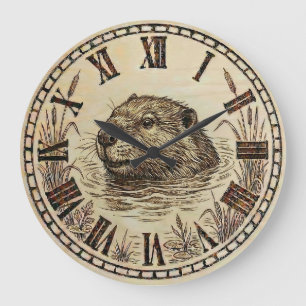 Horloge murale Loutre - Décoration de lac serein