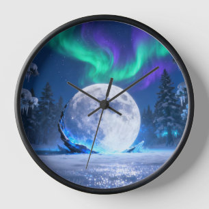 Horloge murale Lune Aurore Hiver