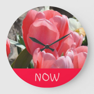 Horloge murale MAINTENANT Fleurs de Tulipe Roses P