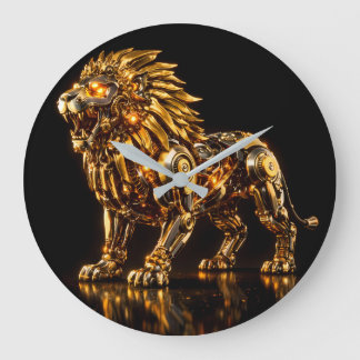 Horloge murale majestueuse en lion doré Steampunk