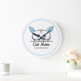 Horloge murale Maman chat adorable