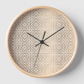 Horloge murale Mandala Elegant Blanc et Or