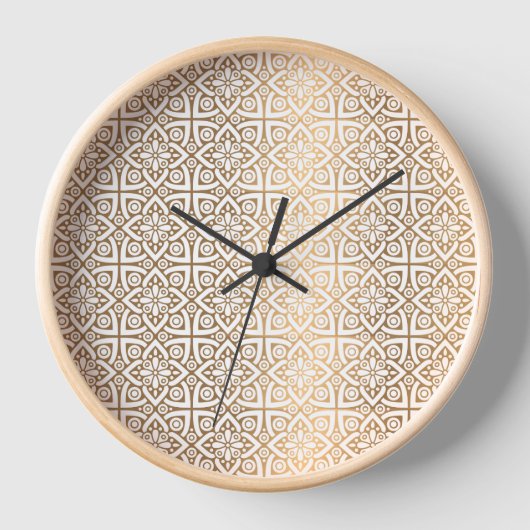 Horloge murale Mandala Elegant Blanc et Or (Recto)
