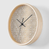 Horloge murale Mandala Elegant Blanc et Or (Angle)