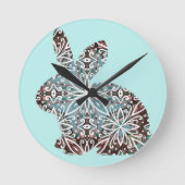 Horloge murale Mandala Lapin Chocolat et Bleus (Recto)