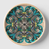 Horloge murale mandala sarcelle et or (Recto)