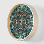 Horloge murale mandala sarcelle et or (Angle)
