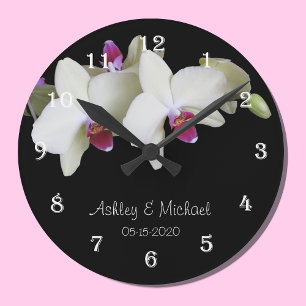Horloge murale mariage — Fleur d'orchidées personn