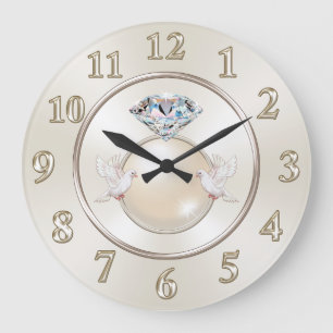 Horloge murale mariage, Inséparables, Diamant et P
