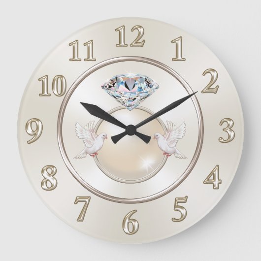 Horloge murale mariage, Inséparables, Diamant et P (Recto)