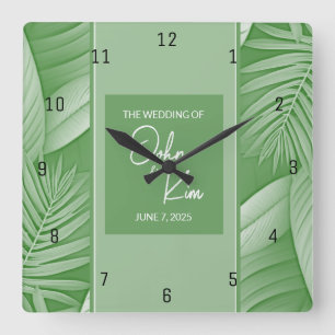 Horloge murale mariage Vert tropical