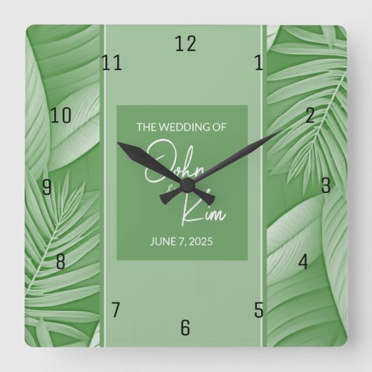 Horloge murale mariage Vert tropical (Recto)