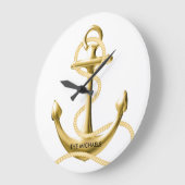 Horloge murale marine d'ancrage or Personnalisée (Angle)