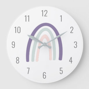 Horloge murale mauve mauve pour les enfants mignon