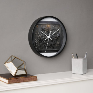 Horloge murale mécanique steampunk carte