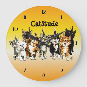 Horloge murale mignonne de chats de Catitude Kitty