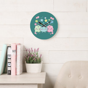 Horloge Murale Mignonne Kawaii Pastel et Étoiles