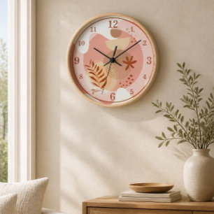 Horloge murale minimaliste botanique abstraite II