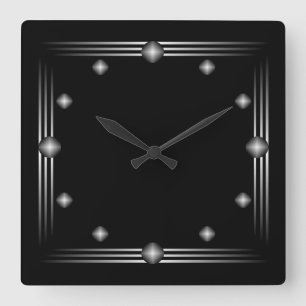 Horloge murale minimaliste en noir et en argent
