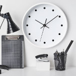 Horloge murale minimaliste moderne du bureau noir<br><div class="desc">Décor minimaliste classique des murs de bureau horloges avec des marques de visage à horloge noire sur une horloge blanche pour un look moderne propre dans n'importe quel bureau,  bureau salle d'attente,  ou bureau à domicile.</div>