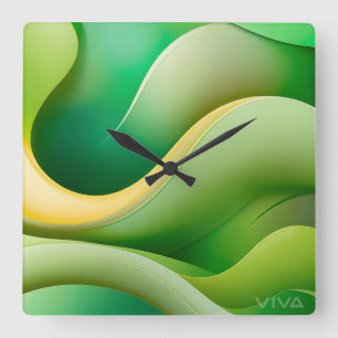 Horloge murale moderne abstraite vague verte