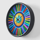 Horloge murale moderne avec soleil radial arc-en-c (Angle)