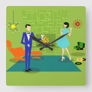 Horloge murale moderne de couples de la moitié du