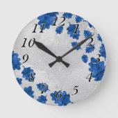 Horloge murale moderne, Feuilles bleus sur la text (Recto)