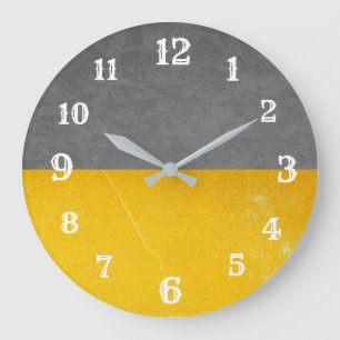 Horloge murale moderne grise et jaune