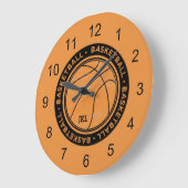 Horloge murale monogramme de basketball (Angle)