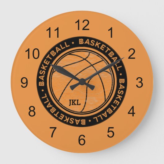 Horloge murale monogramme de basketball (Recto)