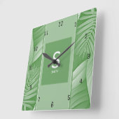 Horloge murale monogramme vert tropical (Angle)