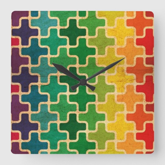 Horloge murale Motif rétro colorée (Recto)
