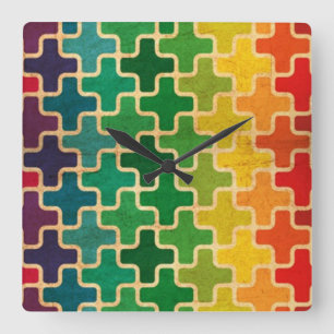 Horloge murale Motif rétro colorée