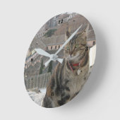 Horloge murale (moyenne) ronde de chat (Angle)