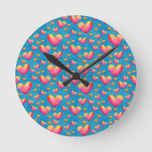 Horloge murale multicolore Coeurs aquarelles (Recto)