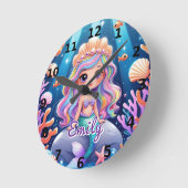 Horloge murale mure de sirène - Nom modifiable (Angle)