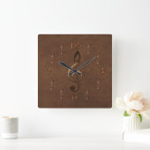 Horloge murale Musique-orientée de cuir de Faux de (Maison)