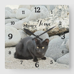 Horloge murale Mystery Time – Chat noir